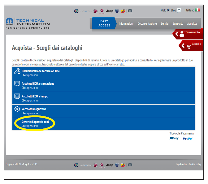 5 acquisto crediti generic diagnostic toolfca