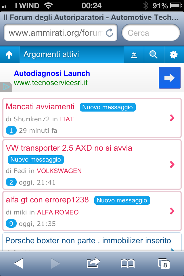 Il Forum dell'Autoriparatore in versione mobile per smartphone tablet e cellulari